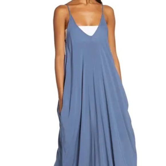 Elan V-back Cover-up Maxi Dress In Blue - Picture 1 of 7